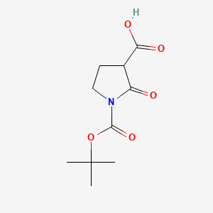 Chemical structure of 1-(tert-Butoxycarbonyl)-2-oxopyrrolidine-3-carboxylic acid