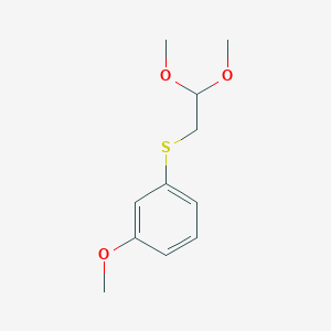 Chemical structure of 1-[(2,2-dimethoxyethyl)thio]-3-methoxy-Benzene
