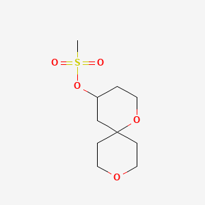 Chemical structure of 1,9-dioxaspiro[5.5]undecan-4-yl methanesulfonate