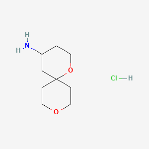 Chemical structure of 1,9-dioxaspiro[5.5]undec-4-ylamine hydrochloride