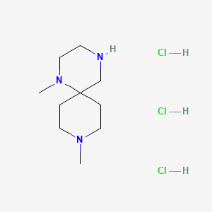 Chemical structure of 1,9-dimethyl-1,4,9-triazaspiro[5.5]undecane trihydrochloride