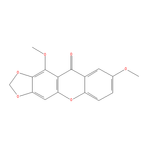 Chemical structure of 1,7-Dimethoxy-2,3-methylenedioxyxanthone
