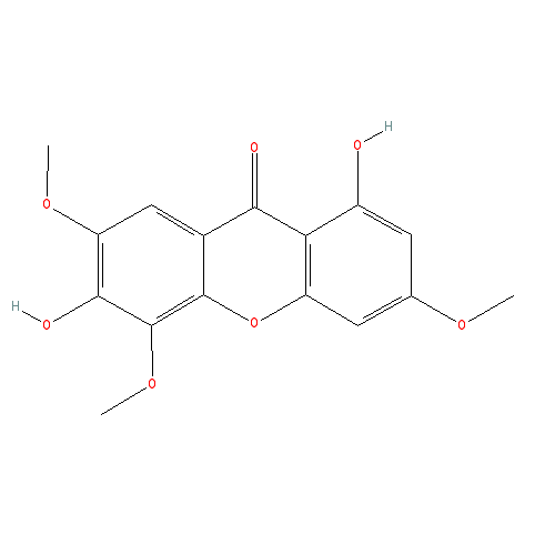Chemical structure of 1,6-Dihydroxy-3,5,7-trimethoxyxanthone
