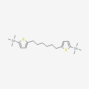 Chemical structure of 1,6-Bis(5-(trimethylstannyl)thiophen-2-yl)hexane