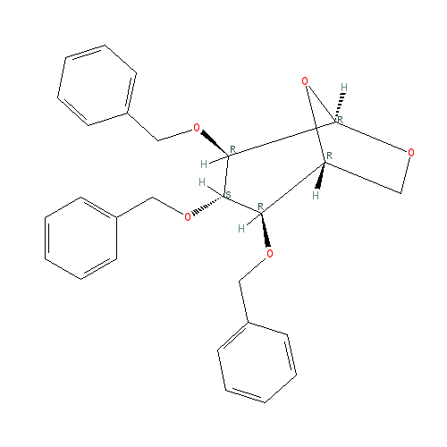 Chemical structure of 1,6-Anhydro-2,3,4-tri-O-benzyl-β-D-glucopyranose
