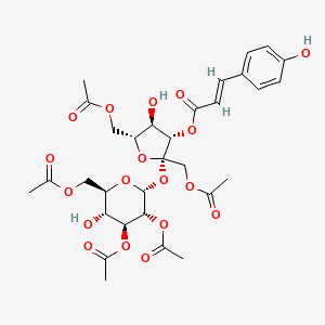 Chemical structure of 1,6,2',3',6'-O-Pentaacetyl-3-O-trans-p-coumaroylsucrose