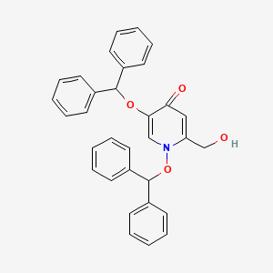 Chemical structure of 1,5-bis(benzhydryloxy)-2-(hydroxymethyl)pyridin-4(1H)-one