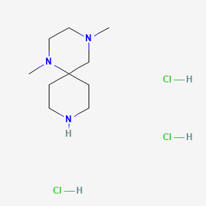 Chemical structure of 1,4-dimethyl-1,4,9-triazaspiro[5.5]undecane trihydrochloride