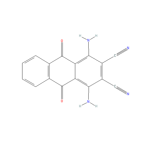 Chemical structure of 1,4-Diamino-2,3-dicyano-9,10-anthraquinone