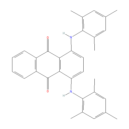 Chemical structure of 1,4-bis(mesitylamino)anthraquinone