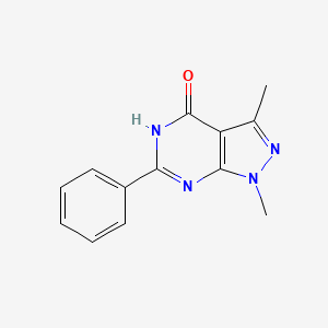 Chemical structure of 1,3-Dimethyl-6-phenyl-1H-pyrazolo[3,4-d]pyrimidin-4(5H)-one