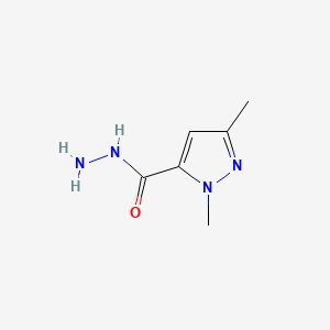 Chemical structure of 1,3-Dimethyl-1H-pyrazole-5-carbohydrazide