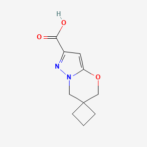 Chemical structure of 1',3'-Dihydrospiro?kcyclobutane-1,2'-pyrazolo[3,2-b][1,3]oxazine?l-6'-carboxylic