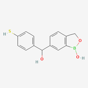 Chemical structure of 1,3-Dihydro-1-hydroxy-6-[(4-methoxyphenyl)thio]-2,1-benzoxaborole