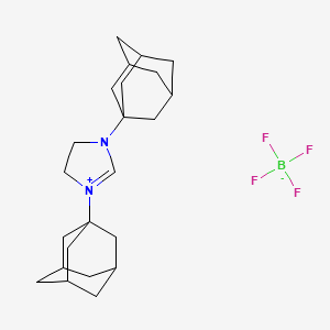Chemical structure of 1,3-Di(1-adamantyl)imidazolinium Tetrafluoroborate