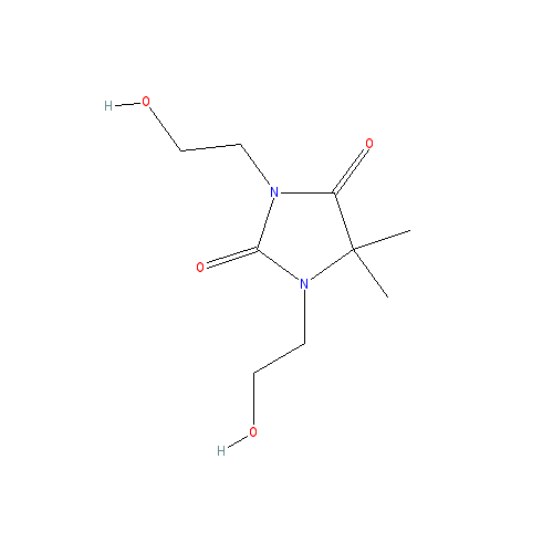 Chemical structure of 1,3-Bis(2-hydroxyethyl)-5,5-dimethylhydantoin