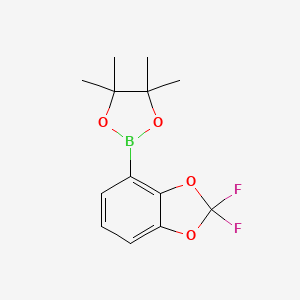 Chemical structure of 1,3-Benzodioxole, 2,2-difluoro-4-(4,4,5,5-tetramethyl-1,3,2-dioxaborolan-2-yl)-