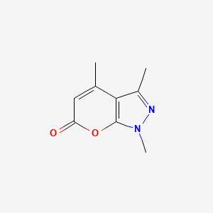 Chemical structure of 1,3,4-Trimethylpyrano[2,3-c]pyrazol-6(1H)-one