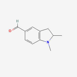 Chemical structure of 1,2-Dimethylindoline-5-carbaldehyde