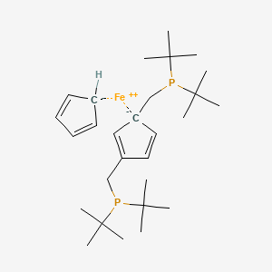Chemical structure of 1,2-Bis(di-tert-butylphosphinomethyl)ferrocene