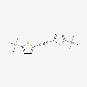 Chemical structure of 1,2-Bis(5-(trimethylstannyl)thiophen-2-yl)ethyne