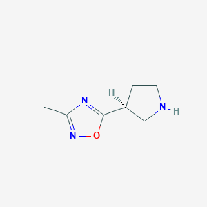 Chemical structure of 1,2,4-Oxadiazole, 3-methyl-5-(3S)-3-pyrrolidinyl-