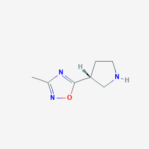 Chemical structure of 1,2,4-Oxadiazole, 3-methyl-5-(3R)-3-pyrrolidinyl-