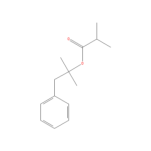 Chemical structure of 1,1-dimethyl-2-phenylethyl isobutyrate