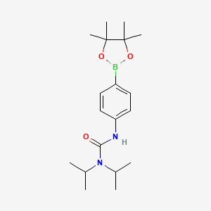Chemical structure of 1,1-diisopropyl-3-(4-(4,4,5,5-tetramethyl-1,3,2-dioxaborolan-2-yl)phenyl)urea
