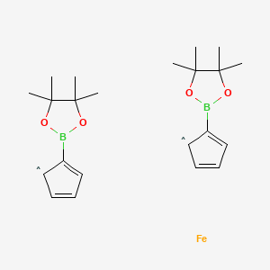 Chemical structure of 1,1'-Bis(4,4,5,5-tetramethyl-1,3,2-dioxaborolan-2-yl)ferrocene