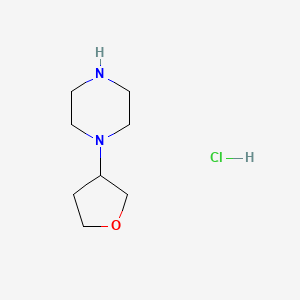 Chemical structure of 1-(Tetrahydrofuran-3-yl)piperazine hydrochloride