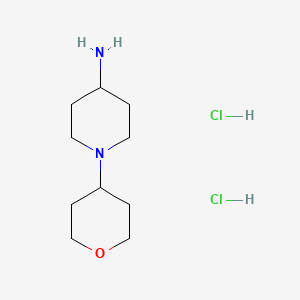 Chemical structure of 1-(Oxan-4-yl)piperidin-4-amine dihydrochloride