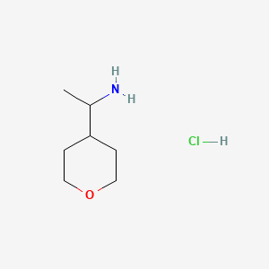 Chemical structure of 1-(Tetrahydro-2H-pyran-4-yl)ethanamine hydrochloride
