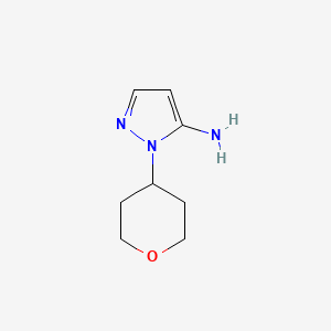 Chemical structure of 1-(Tetrahydro-2H-pyran-4-yl)-1H-pyrazol-5-amine