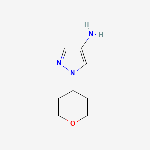 Chemical structure of 1-(Tetrahydro-2H-pyran-4-yl)-1H-pyrazol-4-amine