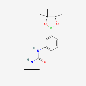 Chemical structure of 1-(tert-butyl)-3-(3-(4,4,5,5-tetramethyl-1,3,2-dioxaborolan-2-yl)phenyl)urea