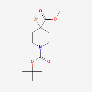 Chemical structure of 1-(tert-Butyl) 4-ethyl 4-bromopiperidine-1,4-dicarboxylate