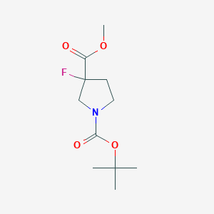 Chemical structure of 1-Tert-butyl 3-methyl 3-fluoropyrrolidine-1,3-dicarboxylate