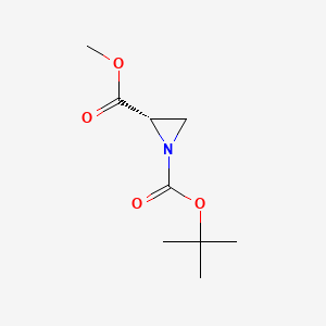 Chemical structure of 2-tert-Butyl 1-methyl aziridine-1,2-dicarboxylate