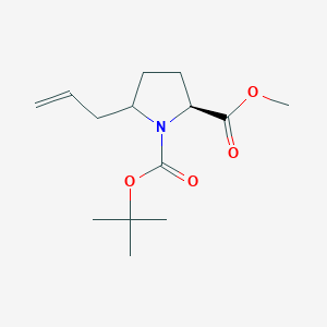 Chemical structure of 1-(Tert-butyl) 2-methyl (2S)-5-allylpyrrolidine-1,2-dicarboxylate