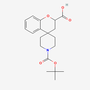 Chemical structure of 1'-(TERT-BUTOXYCARBONYL)SPIRO[CHROMAN-4,4'-PIPERIDINE]-2-CARBOXYLIC ACID