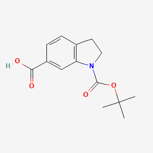 Chemical structure of 1-(tert-Butoxycarbonyl)indoline-6-carboxylic acid
