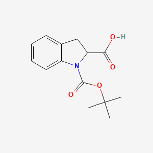 Chemical structure of Indoline-2-carboxylic acid, N-BOC protected