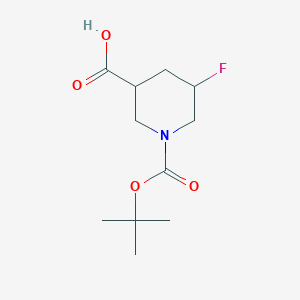 Chemical structure of 1-(tert-Butoxycarbonyl)-5-fluoropiperidine-3-carboxylic acid