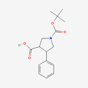 Chemical structure of 1-(tert-Butoxycarbonyl)-4-phenylpyrrolidine-3-carboxylic acid