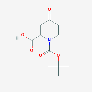 Chemical structure of 1-(tert-Butoxycarbonyl)-4-oxopiperidine-2-carboxylic acid