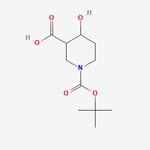 Chemical structure of 1-(tert-Butoxycarbonyl)-4-hydroxypiperidine-3-carboxylic acid