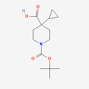 Chemical structure of 1-(tert-Butoxycarbonyl)-4-cyclopropylpiperidine-4-carboxylic acid