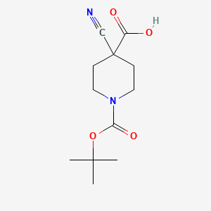 Chemical structure of N-Boc-4-cyanopiperidine-4-carboxylic acid