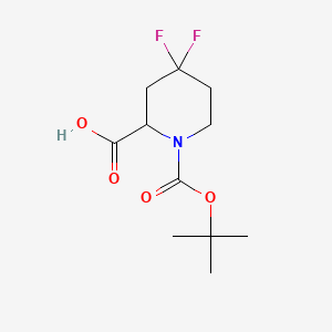 Chemical structure of 1-(Tert-butoxycarbonyl)-4,4-difluoropiperidine-2-carboxylic acid